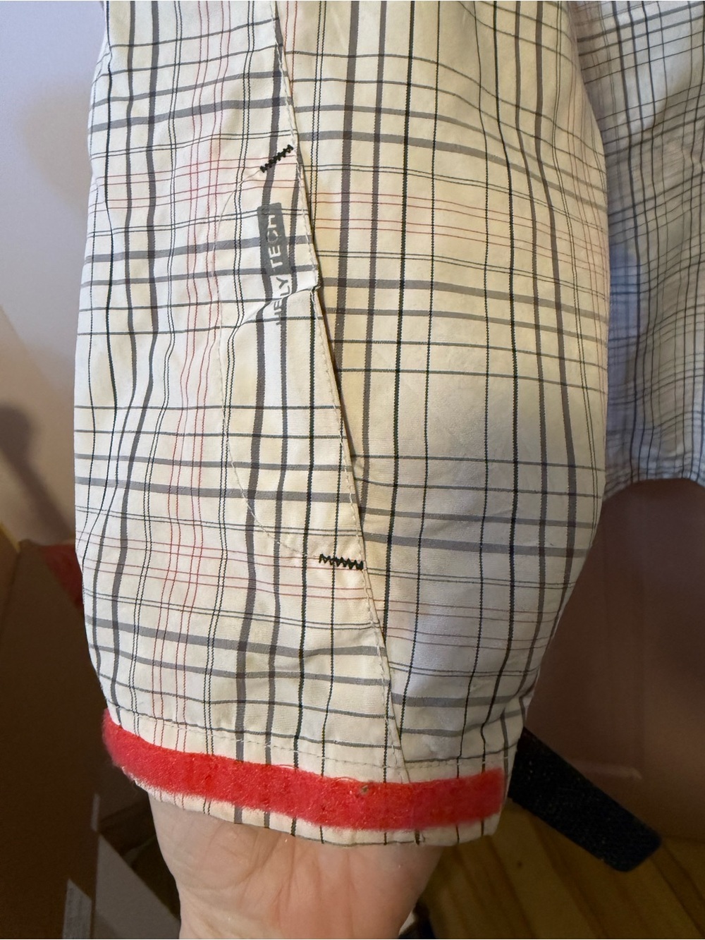 Helly Hansen White Plaid Shell Wind and Rain Coat - Picture 3 of 10